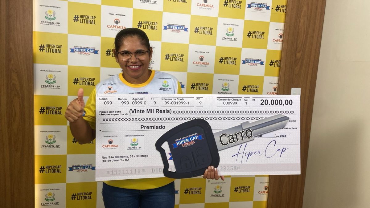 Dona de casa de São Vicente leva sozinha um HB20 mais 20 mil reais no Hiper Cap Litoral